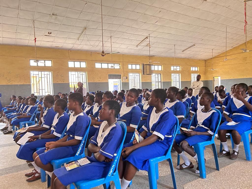 A student receives a health checkup during the Our Lady of Fatima medical outreach.