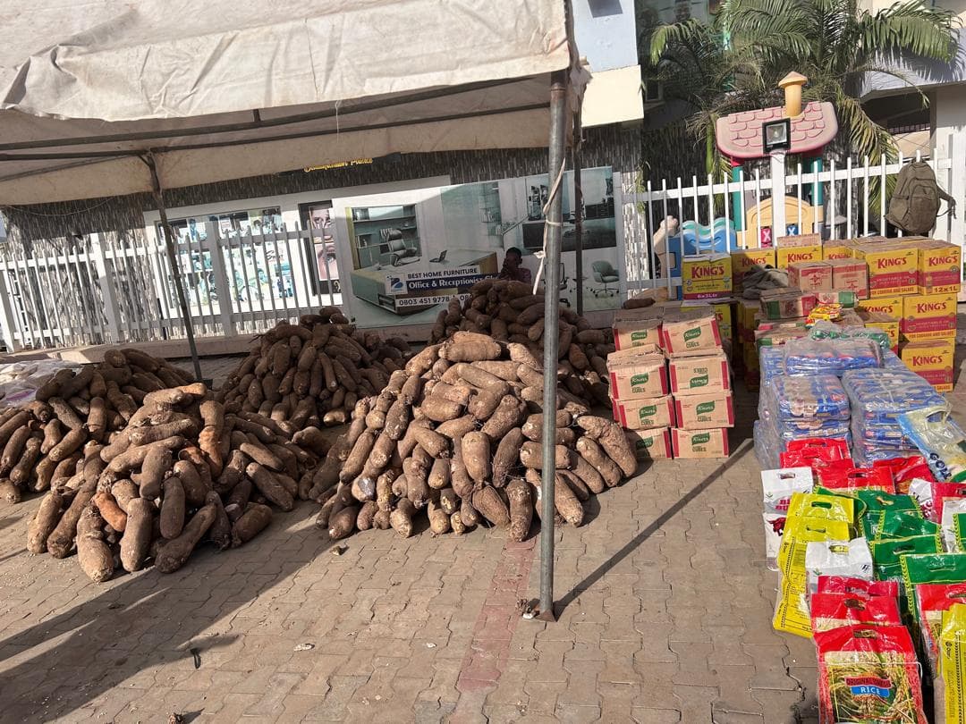 A community member receives charity palliatives from the foundation.